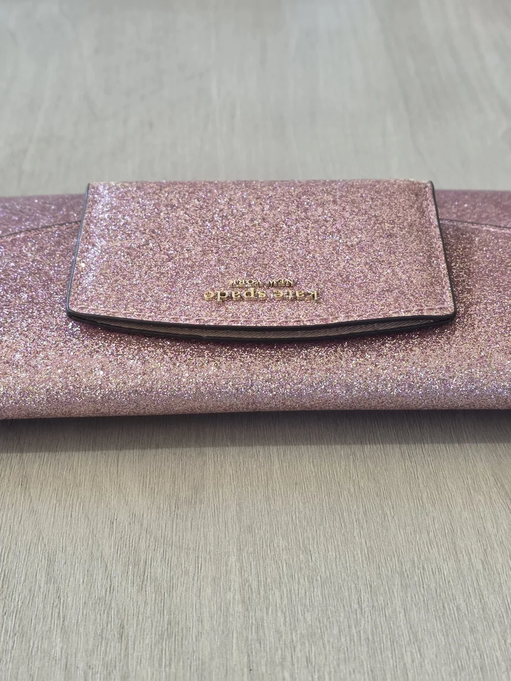 kate spade Pink Glitter Chain Clutch + Card Holder